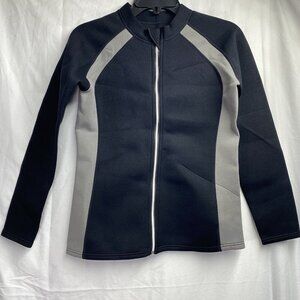 NYLON+SCR Neoprene Long Sleeve T-Shirt Sauna Women XL Full Zip Up Body Shaper